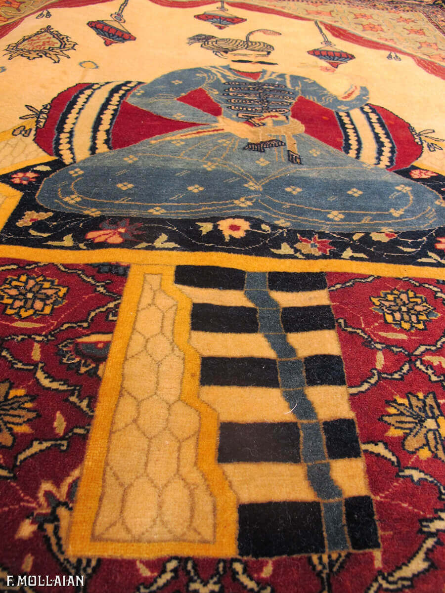 Pictorial „Shah Abbass“ Antique Kashan Persian Rug n°:37843154